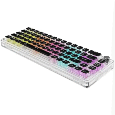 Porodo Gaming Pudding Keycaps Transparent Mechanical Keyboard Multi-Function Rotary Knob With 67Key