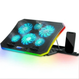 RTAKO D11 Gaming Laptop Cooler 10 Fans Foldable Adjustable Notebook Stand Heat Dissipation Holder for 12-18'' Cooling Pad w/RGB Light
