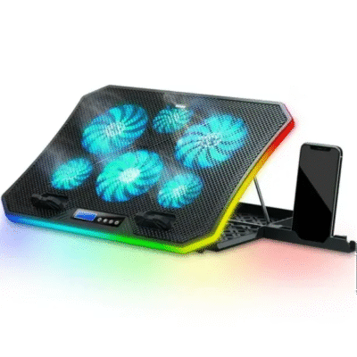 RTAKO D11 Gaming Laptop Cooler 10 Fans Foldable Adjustable Notebook Stand Heat Dissipation Holder for 12-18'' Cooling Pad w/RGB Light